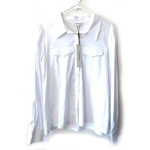 NWT CALVIN KLEIN Ladies Utility Long Sleeve Shirt, Off-White, Size M